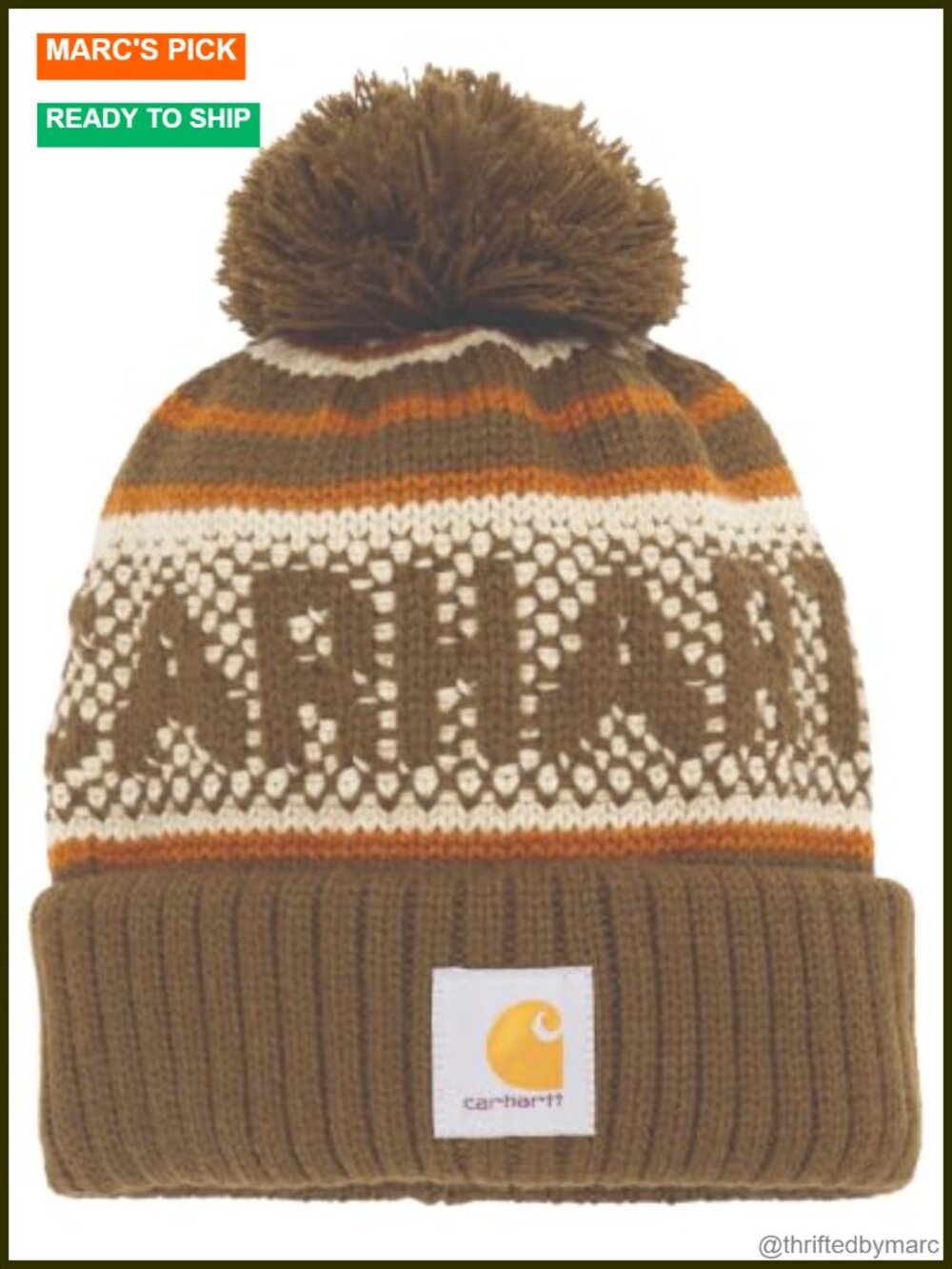 Cuffed Beanie with Pom-Pom Stretchable Rib-Knit Knit Hat Winter Cap